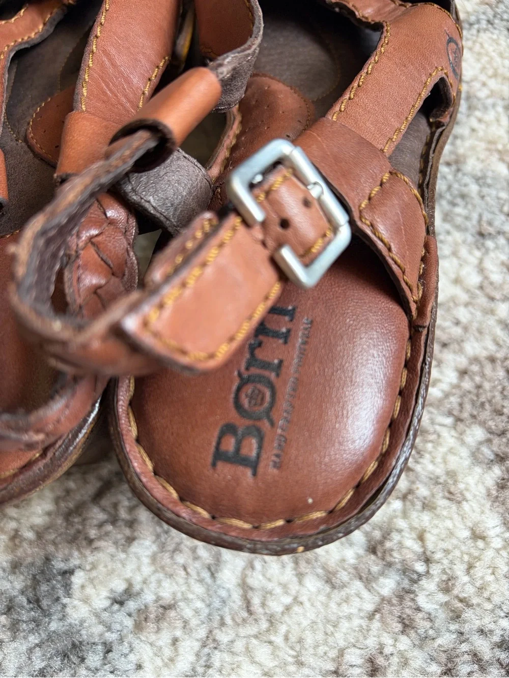 Børn Leather Heeled Sandals Brown Braided Leather